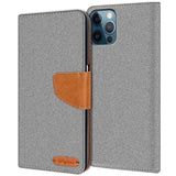 iPhone 12 / 12 Pro Klapphülle im Jeanslook mit Karten- und Geldfach