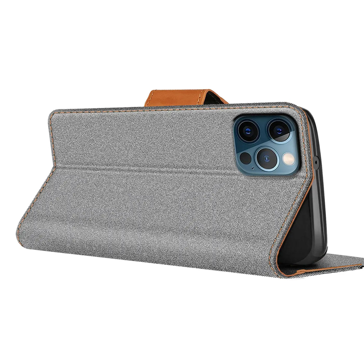 iPhone 12 / 12 Pro Klapphülle im Jeanslook mit Karten- und Geldfach