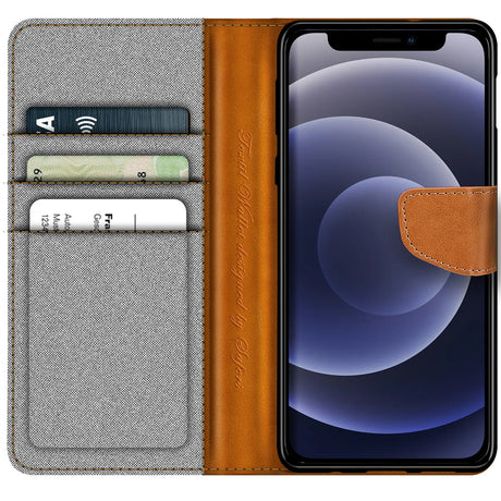 iPhone 12 Mini Klapphülle im Jeanslook mit Karten- und Geldfach