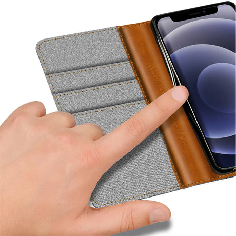 iPhone 12 Mini Klapphülle im Jeanslook mit Karten- und Geldfach
