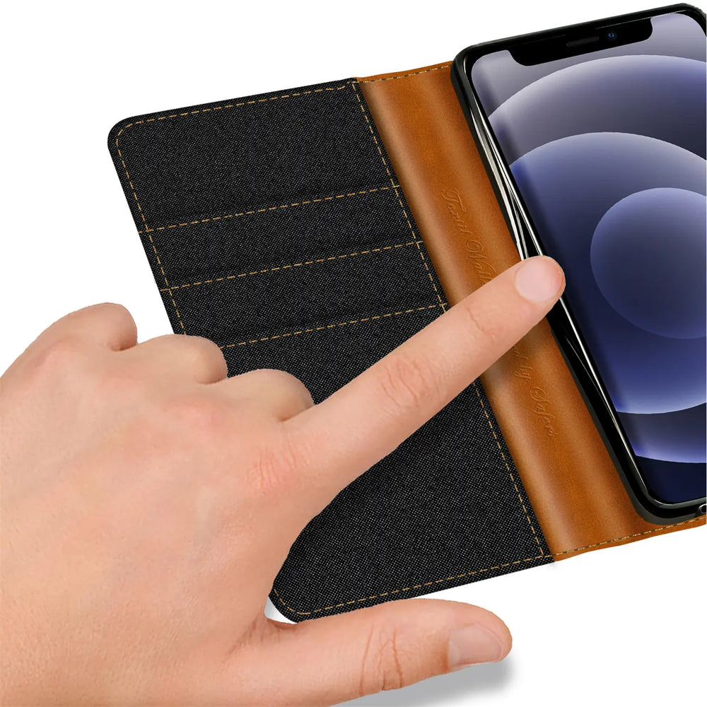 iPhone 12 Mini Klapphülle im Jeanslook mit Karten- und Geldfach