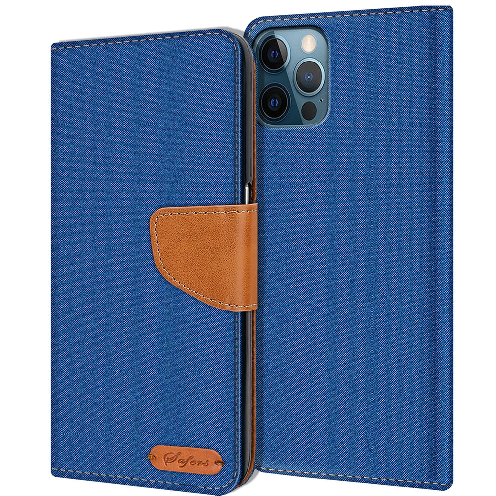 iPhone 12 Pro Max Klapphülle im Jeanslook mit Karten- und Geldfach