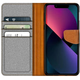 iPhone 13 Klapphülle im Jeanslook mit Karten- und Geldfach