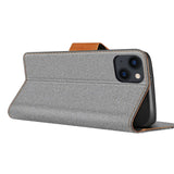 iPhone 14 Klapphülle im Jeanslook mit Karten- und Geldfach