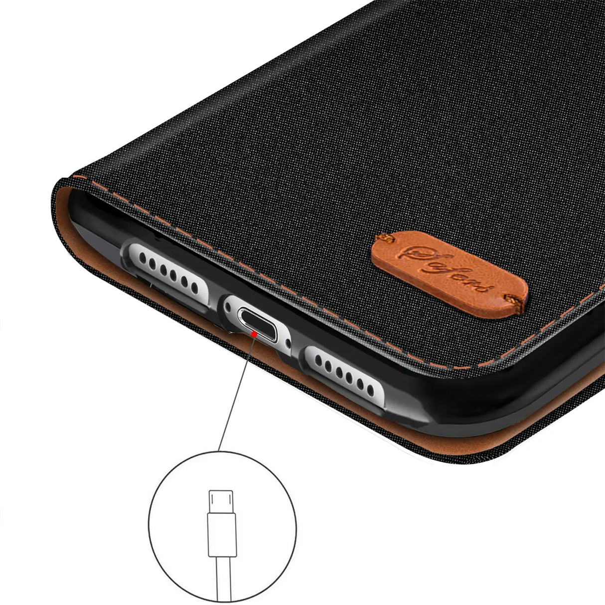 iPhone 15 Pro Klapphülle im Jeanslook mit Karten- und Geldfach