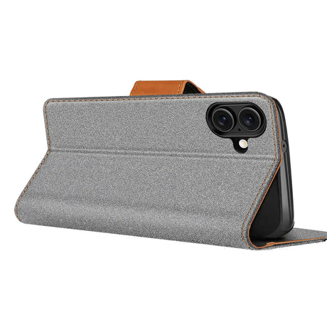 iPhone 16 Klapphülle im Jeanslook mit Karten- und Geldfach