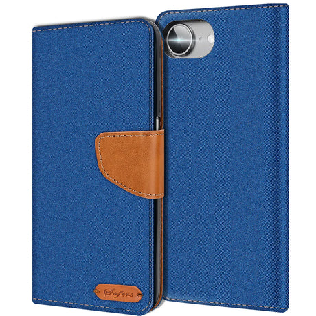 Apple iPhone 16e Klapphülle im Jeanslook mit Karten- und Geldfach