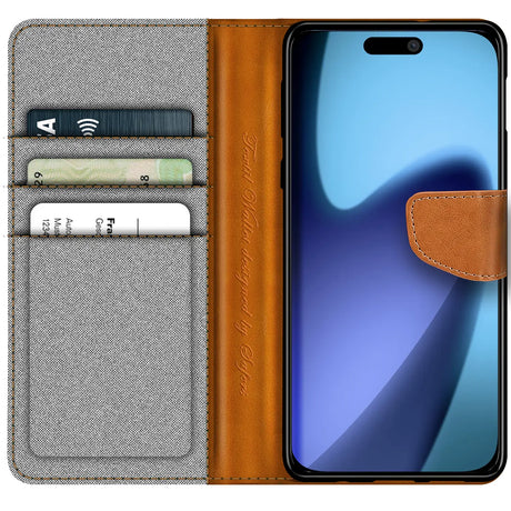 Apple iPhone 17 Klapphülle im Jeanslook mit Karten- und Geldfach