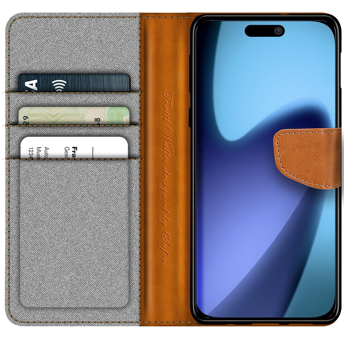 iPhone 18 Pro - Textil Klapphülle Kartenfach