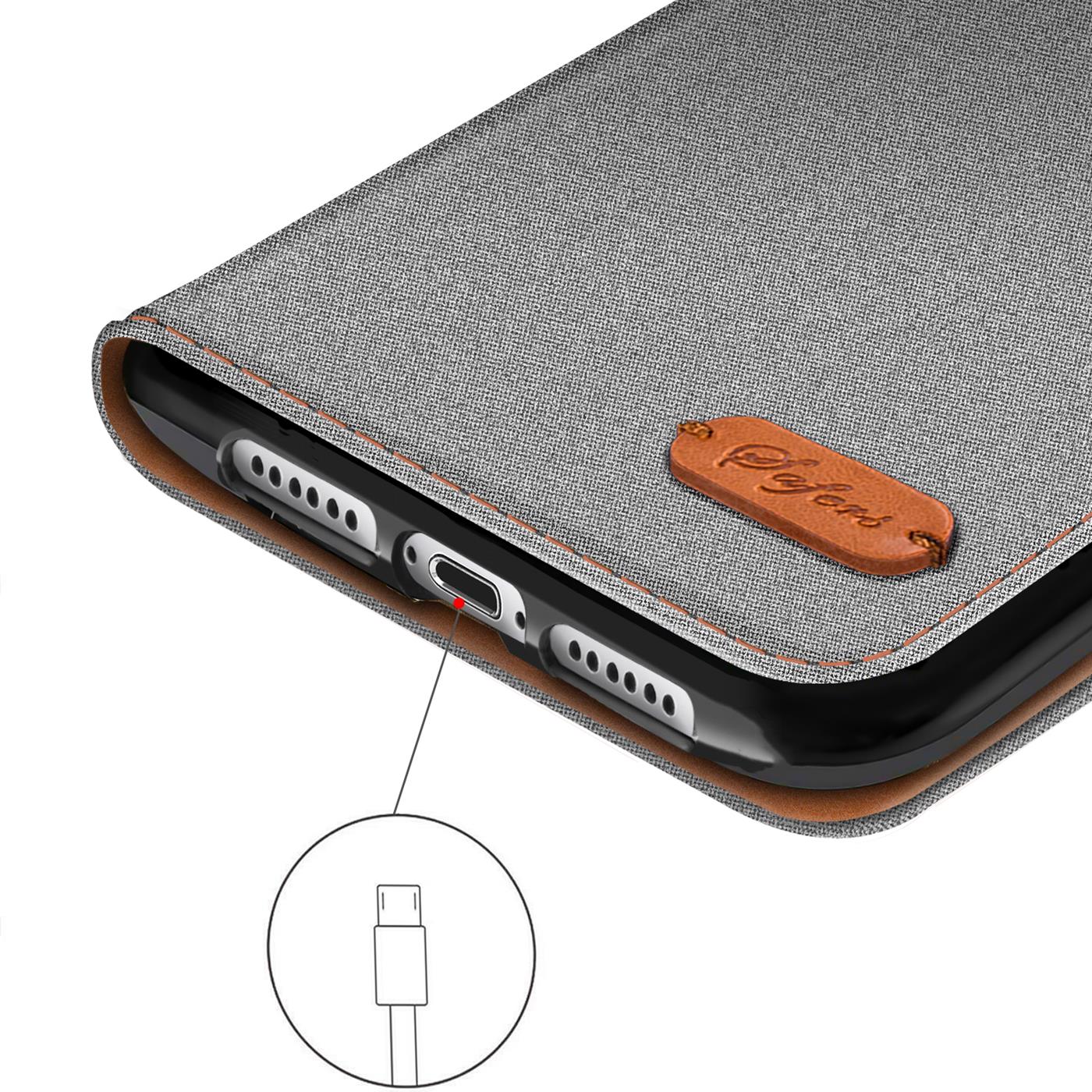 iPhone 18 Pro - Textil Klapphülle Kartenfach