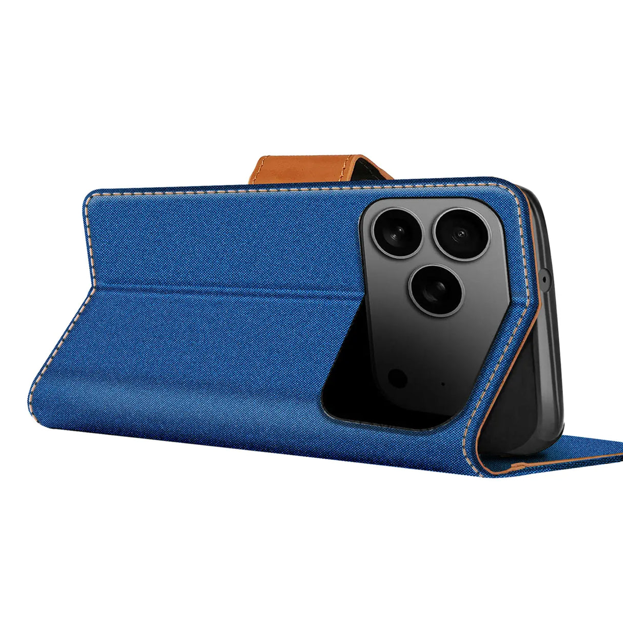 Apple iPhone 17 Pro Max Klapphülle im Jeanslook mit Karten- und Geldfach