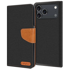 Apple iPhone 17 Pro Max Klapphülle im Jeanslook mit Karten- und Geldfach