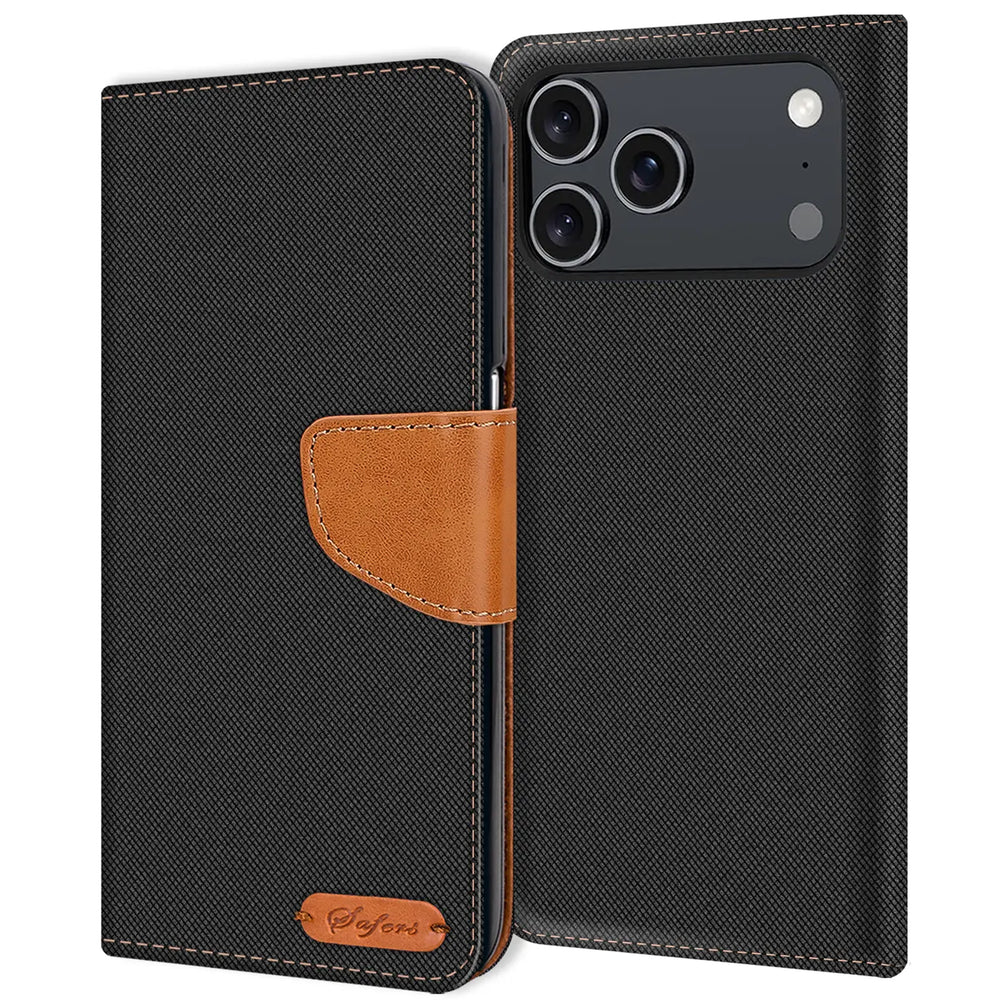 Apple iPhone 17 Pro Klapphülle im Jeanslook mit Karten- und Geldfach