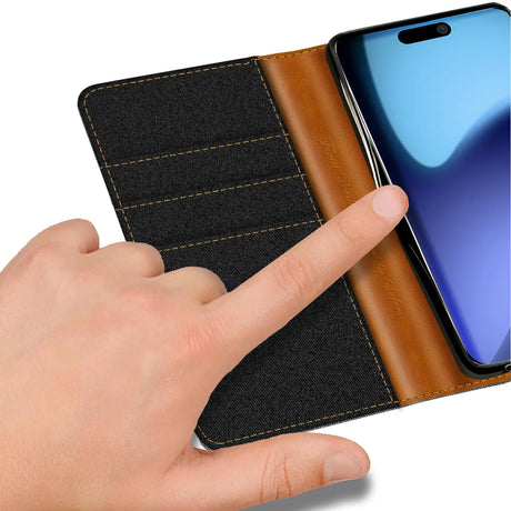 Apple iPhone 17 Klapphülle im Jeanslook mit Karten- und Geldfach