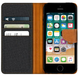 iPhone 5 / 5S / SE Klapphülle im Jeanslook mit Karten- und Geldfach