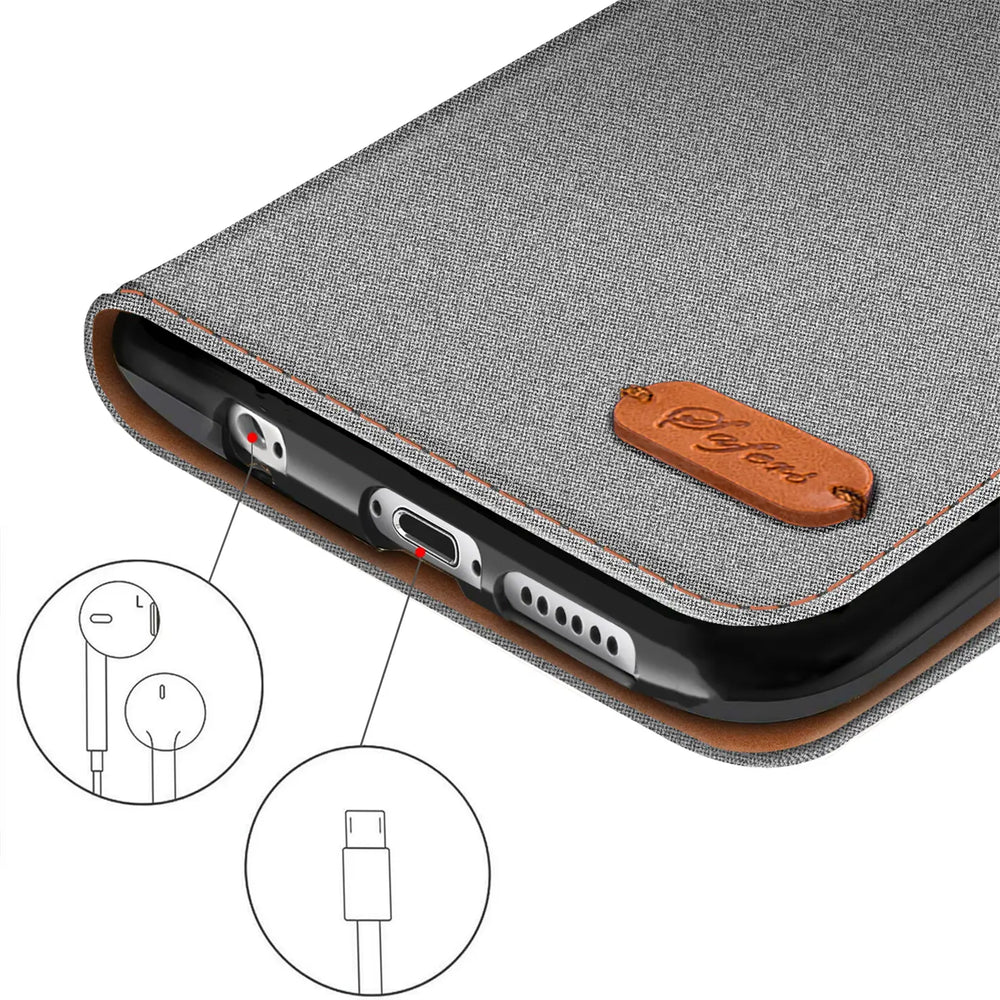 iPhone 6 / 6S Klapphülle im Jeanslook mit Karten- und Geldfach