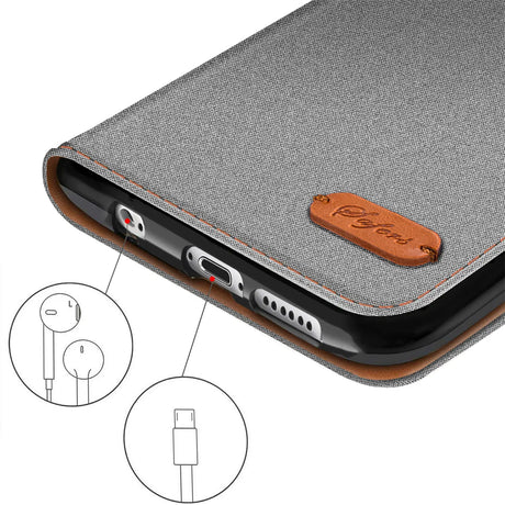 iPhone 6 / 6S Klapphülle im Jeanslook mit Karten- und Geldfach