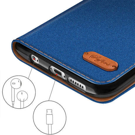 iPhone 6s Plus / 6 Plus Klapphülle im Jeanslook mit Karten- und Geldfach