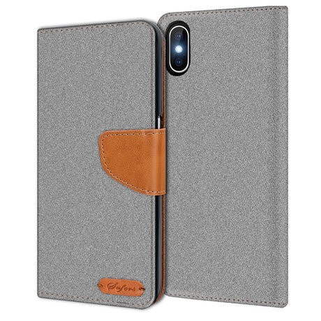 iPhone X / XS Klapphülle im Jeanslook mit Karten- und Geldfach