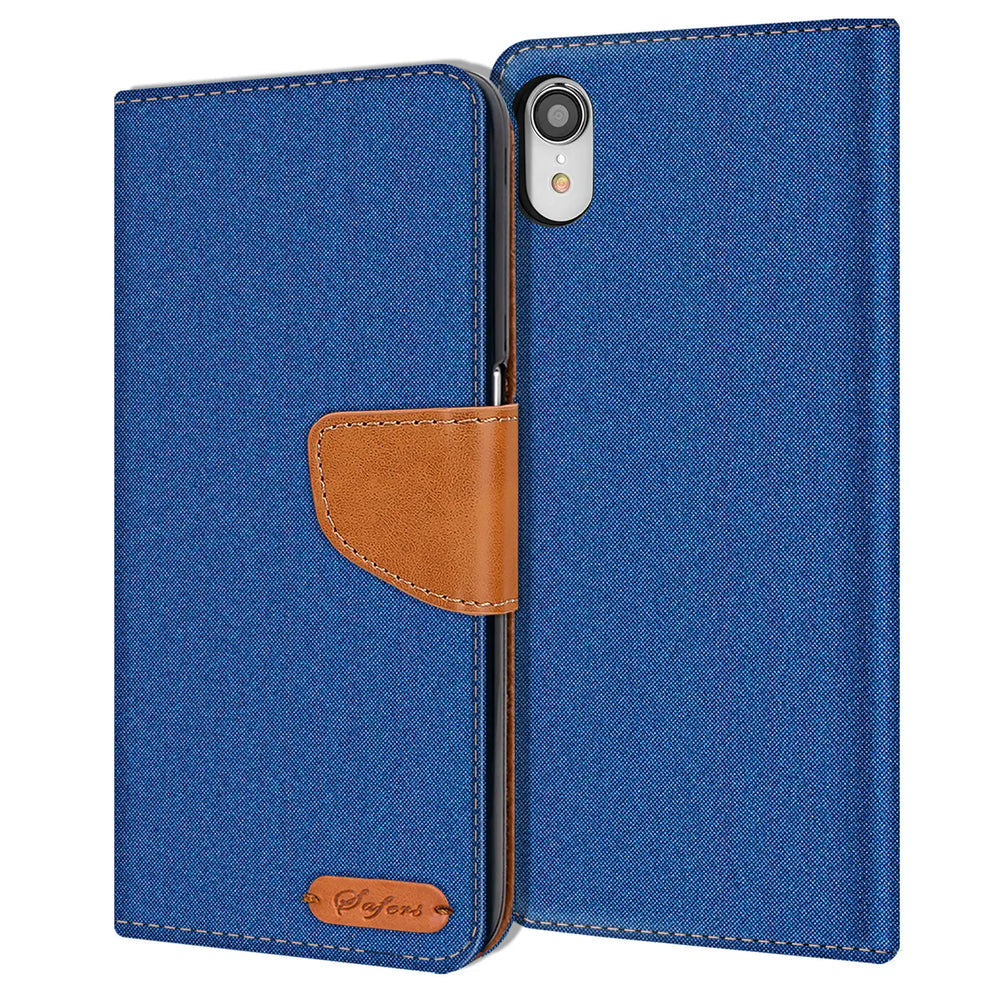 iPhone XR Klapphülle im Jeanslook mit Karten- und Geldfach