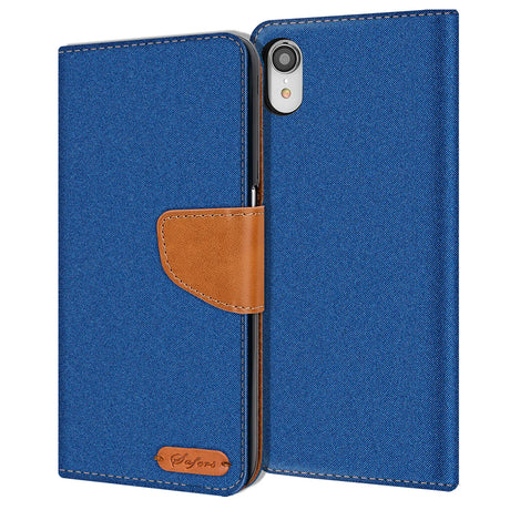 iPhone XR Klapphülle im Jeanslook mit Karten- und Geldfach