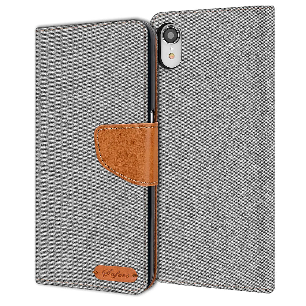 iPhone XR Klapphülle im Jeanslook mit Karten- und Geldfach