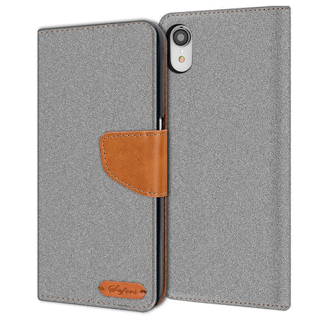 iPhone XR Klapphülle im Jeanslook mit Karten- und Geldfach