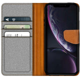 iPhone XR Klapphülle im Jeanslook mit Karten- und Geldfach