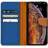 iPhone Xs Max Klapphülle im Jeanslook mit Karten- und Geldfach