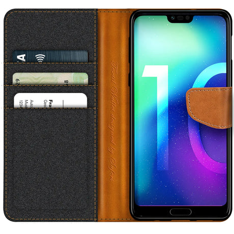 Honor 10 Klapphülle im Jeanslook mit Karten- und Geldfach
