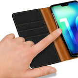 Honor 10 Klapphülle im Jeanslook mit Karten- und Geldfach