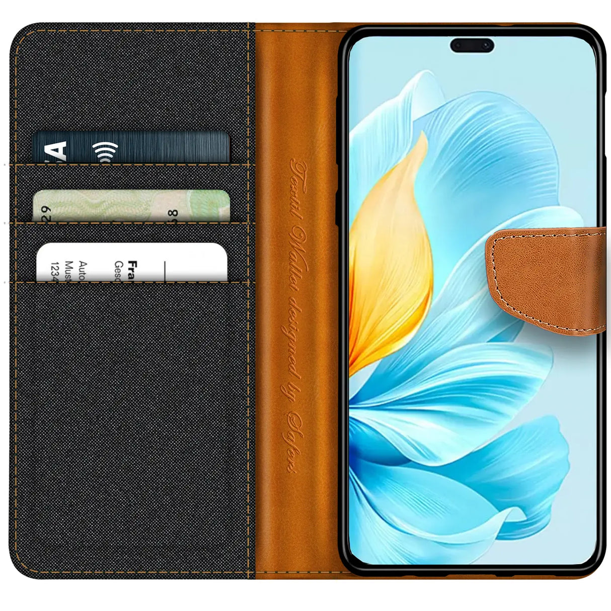 Honor 200 Lite Klapphülle im Jeanslook mit Karten- und Geldfach