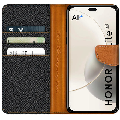 Honor 400 Lite Klapphülle im Jeanslook mit Karten- und Geldfach