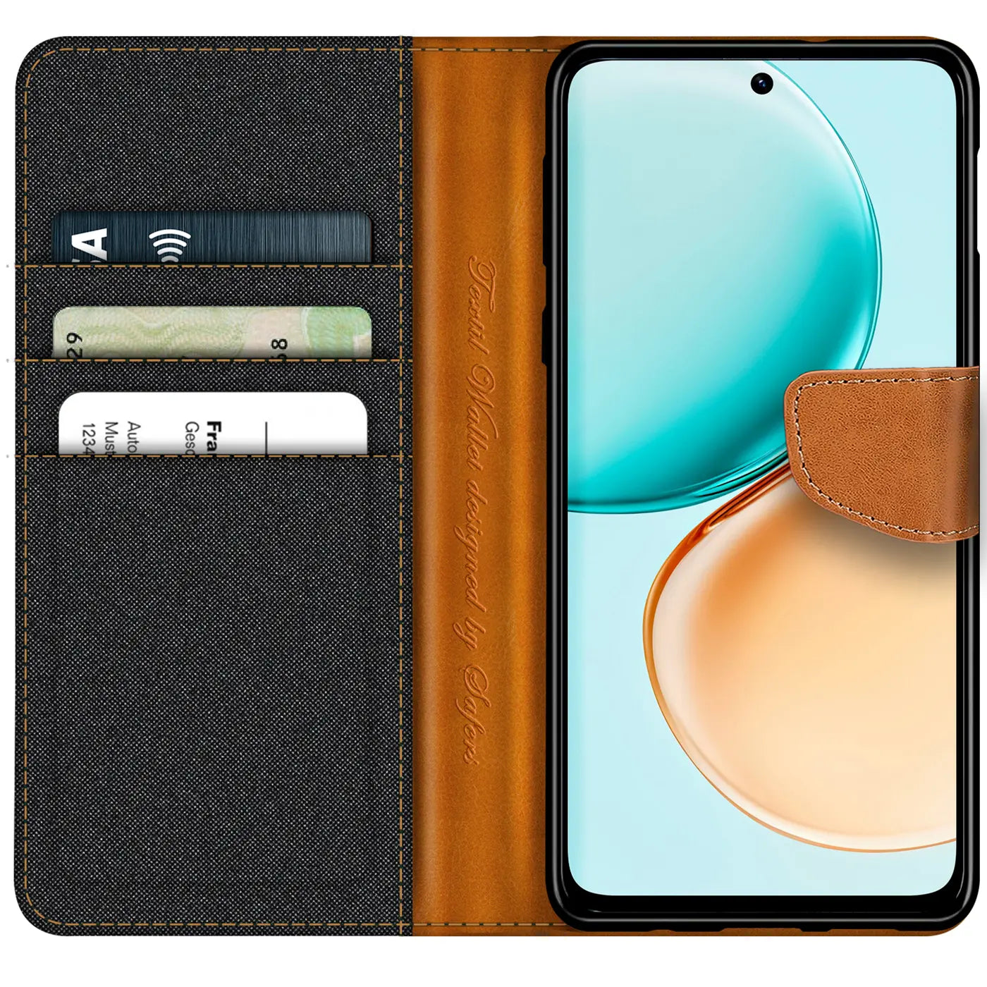Honor 400 Smart Hülle, Textil/Leder, Klapphülle, Kartenfach, Vorderansicht