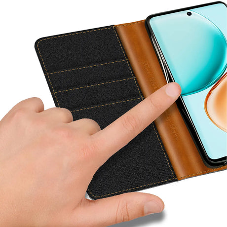 Honor 400 Smart Klapphülle im Jeanslook mit Karten- und Geldfach