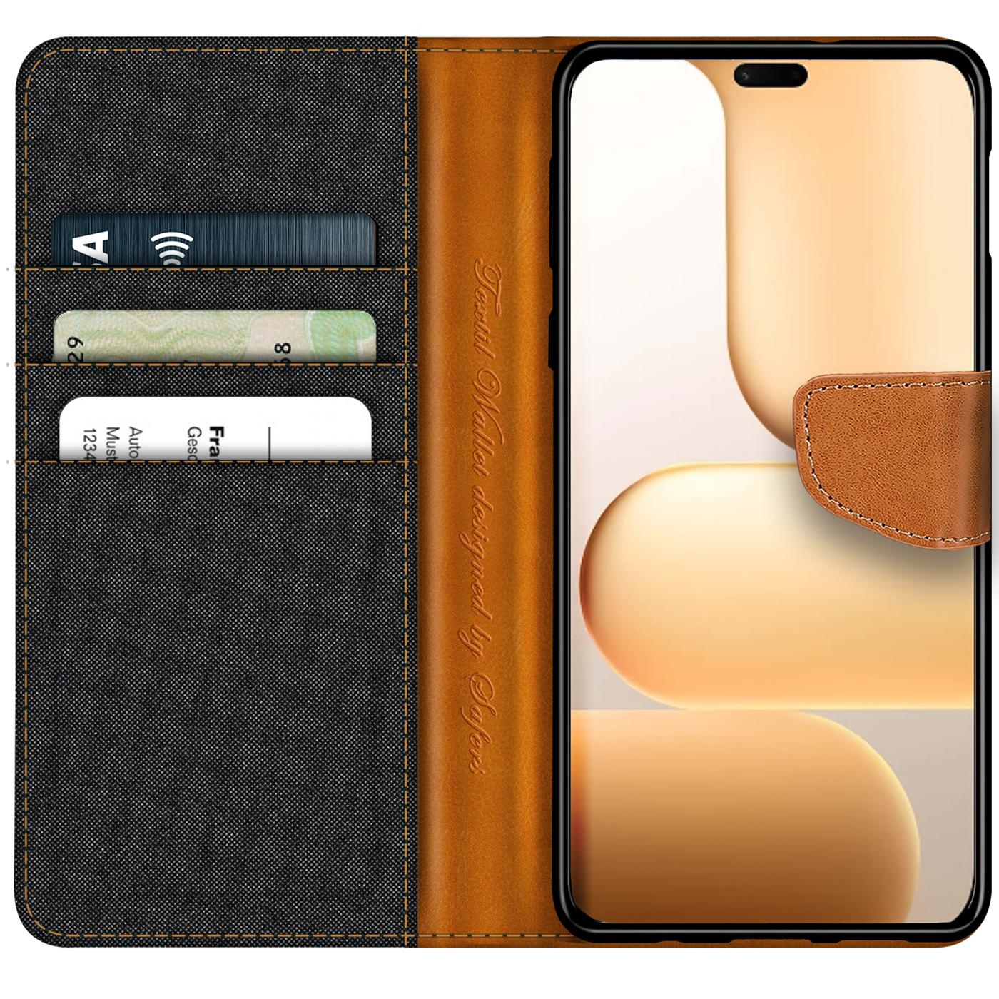 Honor 600 Lite - Textil Klapphülle Kartenfach