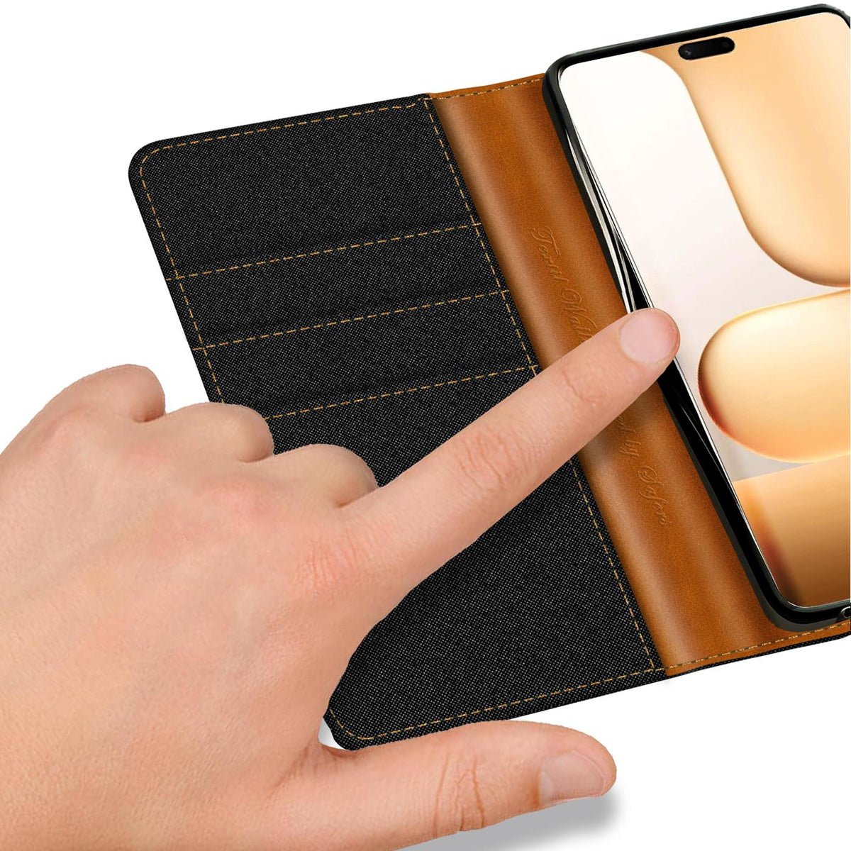 Honor 600 Lite - Textil Klapphülle Kartenfach