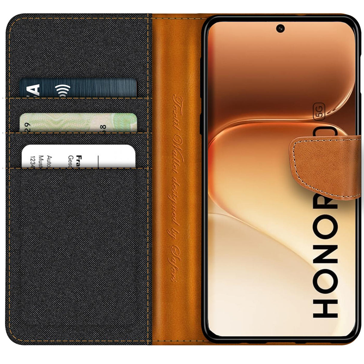 Honor 600 Pro - Textil Klapphülle Kartenfach
