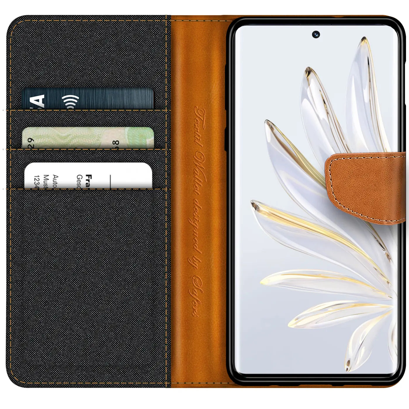 Honor 70 Klapphülle, Textil/Leder, Kartenfach, Vorderansicht
