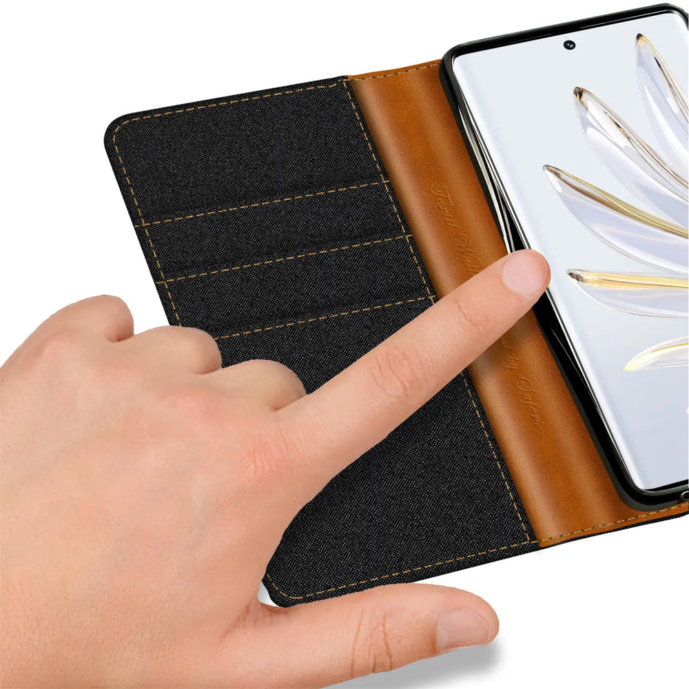 Honor 70 Klapphülle im Jeanslook mit Karten- und Geldfach