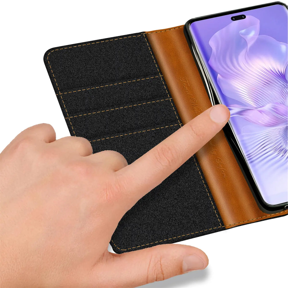 Honor 80 Pro Klapphülle im Jeanslook mit Karten- und Geldfach