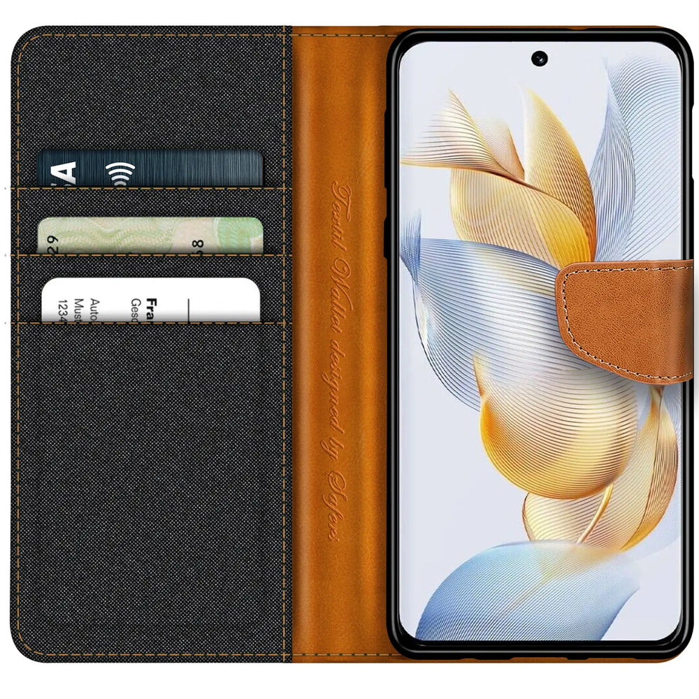 Honor 90 Klapphülle im Jeanslook mit Karten- und Geldfach