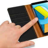 Honor 9 Lite Klapphülle im Jeanslook mit Karten- und Geldfach