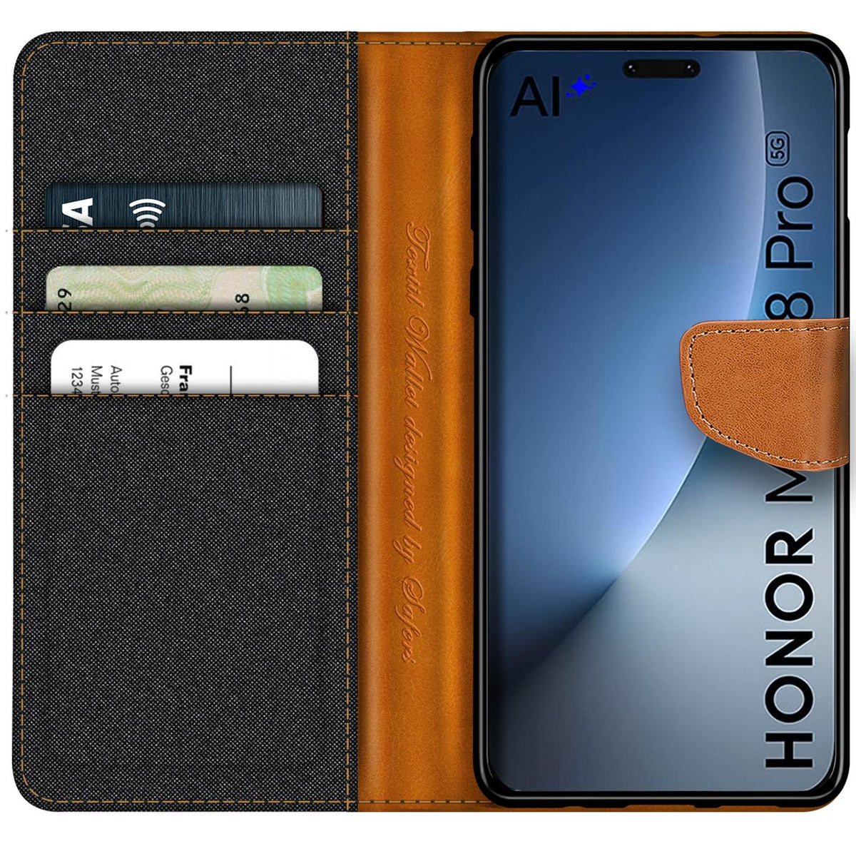 Honor Magic 8 Pro - Textil Klapphülle Kartenfach