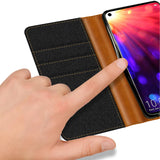 Honor View 20 Klapphülle im Jeanslook mit Karten- und Geldfach