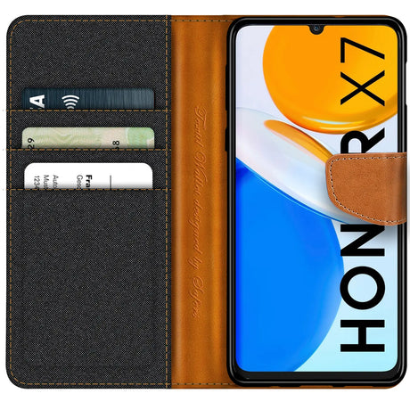 Honor X7 Klapphülle im Jeanslook mit Karten- und Geldfach