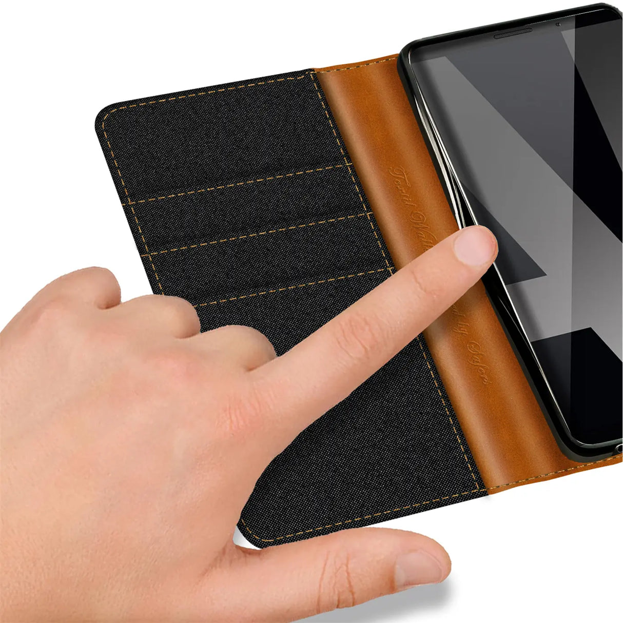 Huawei Mate 10 Pro Klapphülle im Jeanslook mit Karten- und Geldfach