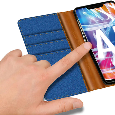 Huawei Mate 20 Lite Klapphülle im Jeanslook mit Karten- und Geldfach