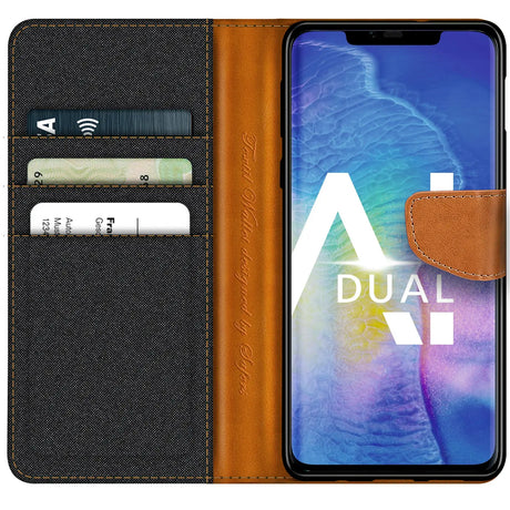 Huawei Mate 20 Pro Klapphülle im Jeanslook mit Karten- und Geldfach