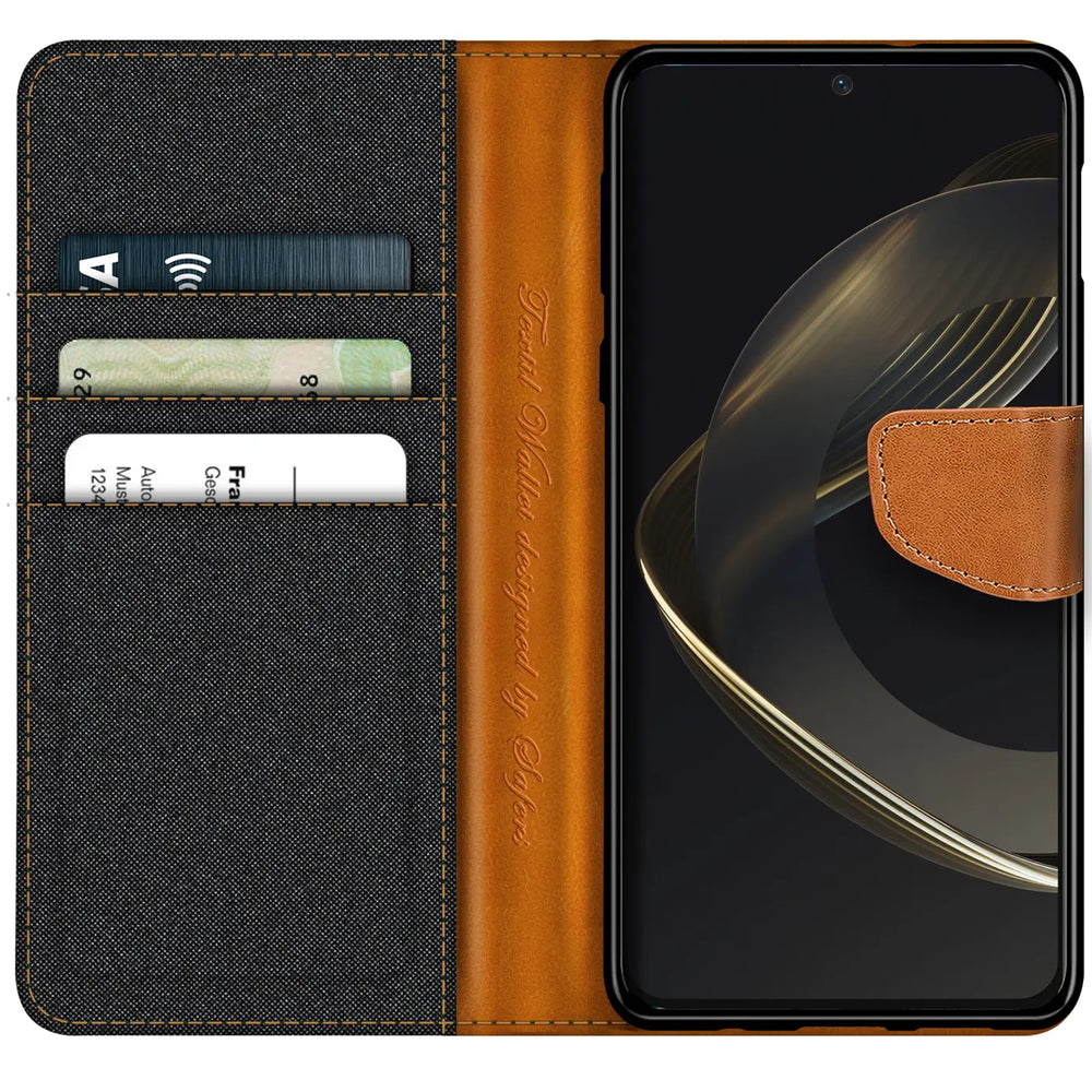 Huawei Nova 12i Klapphülle im Jeanslook mit Karten- und Geldfach
